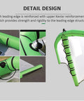 Detailed view of 4.2m Wing Foil For Kitesurfing And Windsurfing With Window View, green inflatable sail with Kevlar reinforcement