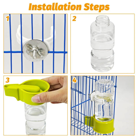 Awesome 2 Pack Automatic Bird Water Dispenser With No Mess Design For Parrot And Budgie Cages suspended hanging drinker installation steps