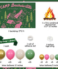 Camp Bachelorette Balloon Garland Arch Kit With Sage Green Backdrop And Sash for hiking bridal party decor