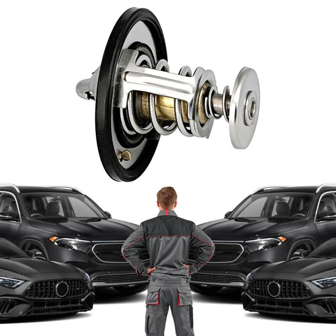 Premium Coolant Thermostat With Gasket Straight Swap Drop In Fix For Honda Civic Accord Crv Odyssey And Acura in focus with cars behind.