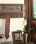 Bad Ass Wall Mounted Coat Rack With Thick Wood Body And Heavy Zinc Alloy Hooks Ultimate Mudroom Flex Storage, holding a striped tie.