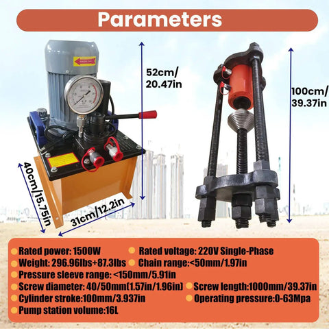 Dimensions and specifications of Heavy Duty Portable Line Boring And Welding Machine Kit for on site chain repair