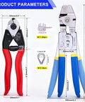 Beefy Heavy Duty Wire Rope Crimping Tool Kit Up To Two Point Two Millimeter With tool dimensions and specifications