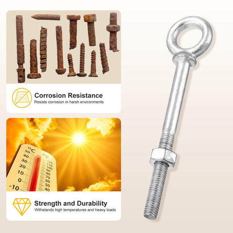 Heavy Duty Half Inch By Six Inch Carbon Steel Eye Bolt With Lifting Ring, threaded eye bolt, corrosion resistance, durability