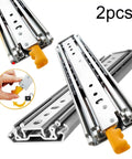 Heavy Duty Drawer Slides 44 Inch with locking runners and metal rails, shown with locking mechanism and smooth steel track guides.