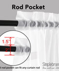 Close-up of dual rod pocket design on Two Lightweight White Sheer Curtain Panels 42 Inch Wide By 72 Inch Long with Rod Pockets.