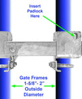Heavy Duty Galvanized Double Gate Latch Case Of Four Keeps Chain Link Gates Shut Tight Fit One And A Half To Two Inch Frames Secure Sentry Style Fence Hardware Quick Hook Up with padlock insertion point.