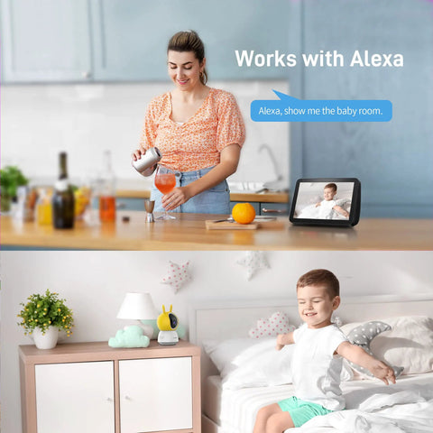 Crisp 2K Indoor Baby Monitor Camera for Home Security With 360 Degree View Night Vision Two Way Audio Motion Alerts Cloud Or TF Card Storage Alexa Compatible Pet Camera