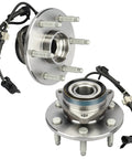 Beefy Front Wheel Hub And Bearing Assembly For 4WD SUVs And Vans With ABS Fits Avalanche Escalade Express 1500 2500 Savana Sierra Silverado Suburban Tahoe Yukon Two Pack 515036x2B, showing two assemblies with ABS sensors