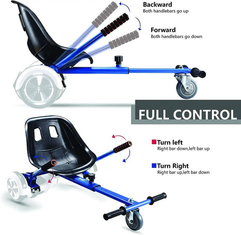 Seat Attachment Go Kart For Hoverboard Dope Conversion Turns Self Balancing Scooter Into A Safe, Stable Ride For Kids And Adults, Fits 6.5, 8 And 10 Inch Hoverboards Blue X2 Pack with adjustable handlebars for full control