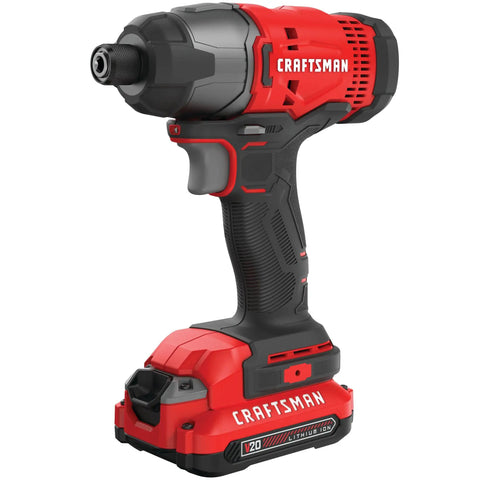 20V Max Impact Driver Kit With One Quarter Inch Chuck 2800 RPM 1460 Inch Pounds Torque Quick One Handed Bit Changes LED Work Light