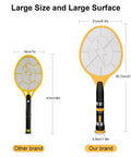 Comparison of Electric Bug Zapper Fly Swatter 3000V USB Rechargeable Mosquito Racket with LED Light, large yellow size