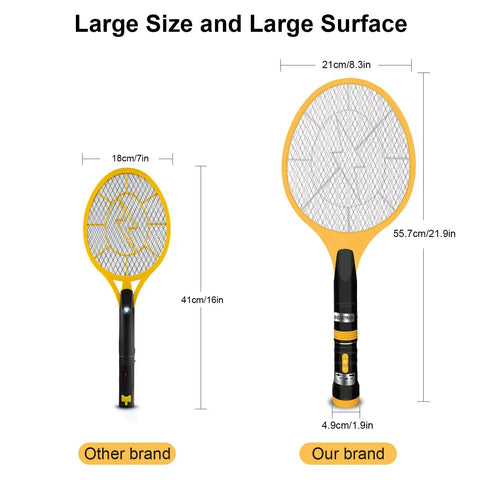 Comparison of Electric Bug Zapper Fly Swatter 3000V USB Rechargeable Mosquito Racket with LED Light, large yellow size