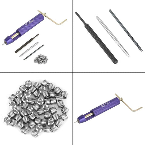 50Pcs Thread Repair Kit For Damaged Steel Threads M2 X 0.4 Stainless Wire Inserts Pro Grade Tool Set To Restore Stripped Holes