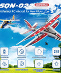 Totally Beginner Friendly RC Plane With 6 Axis Gyro Stabilizer For Smooth Flight Ready To Fly 2 Channel Glider Toy With Three Batteries Great For Kids Teens And Adults illustration showing design features and stats.