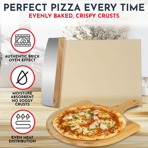 Game Changing Pizza Stone Set For Oven And Grill 15 By 12 Inches Three Piece Baking Stones for Crispy Pizza Crusts