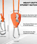 14Ft Retractable Paracord Rope Tie Down Straps With Ratchet Tensioners 6 Pack 150Lb Each Cam Lock Mini Rope close-up