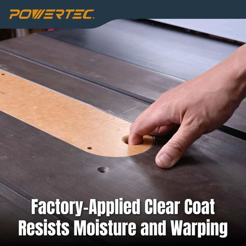Zero Clearance Table Saw Inserts 3 Pack Pro Grade for Cleaner Cuts and Kickback Prevention with MDF Throat Plate being installed