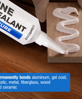 Fast Cure White Marine Adhesive Sealant 5200 For Above And Below Waterline being applied to wood surface