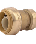 Three Quarters Inch To One Half Inch Reducing Brass Push To Connect Coupling, end view showing connection details.