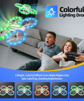 Mini Drone For Kids Beginners Easy To Fly RC Quadcopter With Colorful LED Lights flying near kids indoors