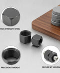 Rotary Tool Chuck And Nut Set With High Speed Steel For No Slip, Rock Solid Grip On Bits In Woodworking And Metal Grinding, Stable Bit Retention For Precise Carving, Grinding, And Drilling Tasks. High-strength steel chuck and threaded nut set