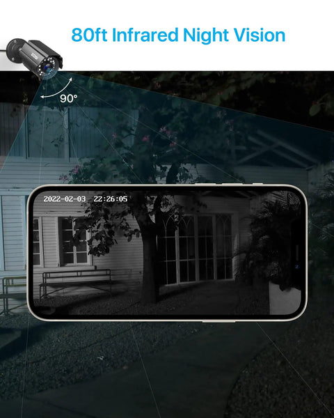 4 In 1 1080P CCTV Bullet Camera For Indoor Outdoor Use With Easy Install Night Vision Weatherproof Metal Housing TVI CVI AHD CVBS Compatible Works With 960H 720P 1080P 5MP 4K Analog DVRs displaying night vision view on smartphone