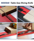 Top Tier Table Saw Riving Knife Kickback Shield Compatible With Dewalt Dwe7485, showing installation and cutting process.