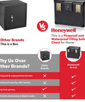 Comparison of two safes: one a basic box and the other a Fireproof And Waterproof Filing Safe Box Chest for Home with key lock