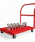 Heavy Duty Steel Panel Flatbed Cart With 2000 Lb Capacity Built To Haul Like A Boss Rugged Platform Truck For Warehouses And Job Sites Reinforced Steel Frame And Powder Coated Finish For Lasting Toughness, red steel platform cart with 2000 lb load rating