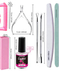All In One Nail Care Kit With Double Sided 100 180 Grit Files Buffers Cuticle Nippers Pusher Peeler Cuticle Oil And Dust Brush