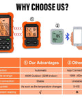 Comparison of digital wireless meat thermometer for grilling and smoking with four probes, showing advantages over competitors.