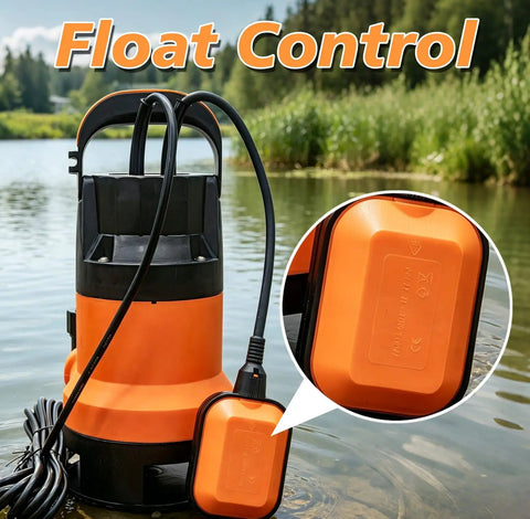 Professional Grade 0.5HP Submersible Water Pump With Automatic Float Switch 110V showing float control feature in water.