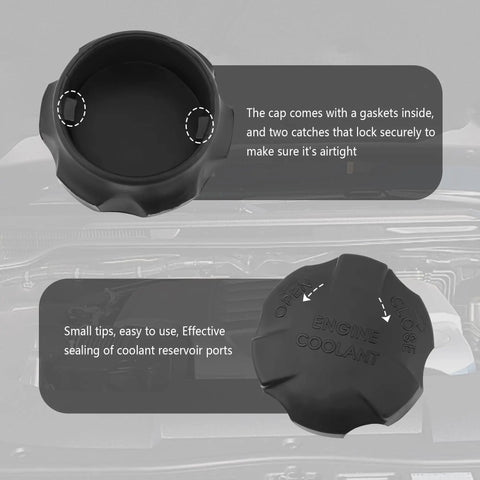Top and side view of Coolant Reservoir Cap Replacement For Kia Optima And Hyundai Accent OEM 25441-26100 254412B100