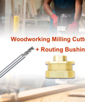 Brass router bushing set with centering cone and three silver router bits