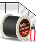 Black Stainless Steel Aircraft Cable Five Hundred Feet One Eighth Inch With Cutter T316 Marine Grade Wire Rope Seven By Seven Strand