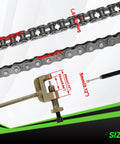 XIKOBY 35 chain breaker kit with gray steel 140-link chain and clamp-style breaker tool