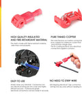120 Piece T Tap Quick Splice Wire Connectors All In One Set For 24 To 10 Gauge Electrical Crimp Terminals And Quick Disconnects Tin Copper Assortment For Automotive Marine And Home Wiring Must Have with a focus on insulated connectors and installation process.
