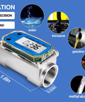One Inch Turbine Flow Meter For Water Diesel Kerosene Gasoline With LCD Digital Readout, FNPT Inlet Outlet, 2.5-26 GPM / 10-100 LPM