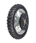 Rear Wheel Replacement Kit For Razor MX500 MX650 Dirt Rocket Off Road Ready With Two Point Five To Ten Knobby Tire Inner Tube Rim Axle Brake Rotor 80 Tooth Sprocket Freewheel Chain Guard Upgrade, showing detailed knobby tire and axle assembly