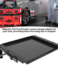 Heavy Duty Foldable Work Table With Removable Magnetic Tool Tray Versatile Mobile Workbench Quick Assemble Solid Design showing a magnetic tool tray for secure tool storage.