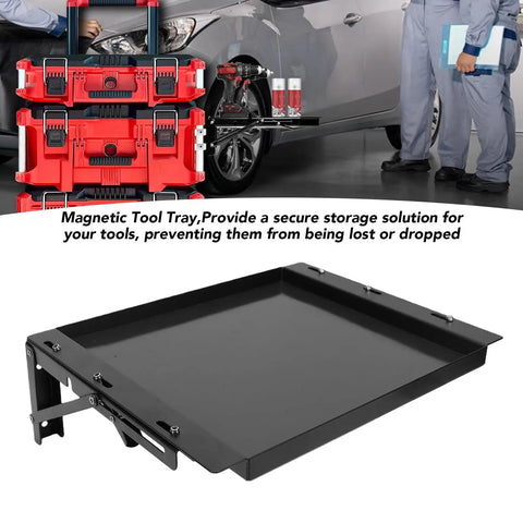 Heavy Duty Foldable Work Table With Removable Magnetic Tool Tray Versatile Mobile Workbench Quick Assemble Solid Design showing a magnetic tool tray for secure tool storage.