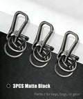 Built Tough Metal Keychain Clip With Key Rings And D Ring, Heavy Duty Carabiner Key Hook Holder For Car And Home Keys, Zinc Alloy Matte Finish