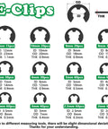 E-clips size chart from Must Have Snap Ring Kit 900Pcs E Clips And C Clips Assortment Set 2mm-12mm And 5mm-16mm External Retaining Rings