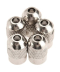 Five Piece Copper Flexible Shaft Screw Top Collet Adapter Set For M8 X 0.75 Threads Compatible With Dremel Style Rotary Tools - Close-up of collet caps.