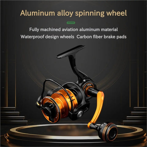 Ambidextrous 10+1BB All Metal Spinning Reel With 6.2:1 High Speed Gear, 15kg Drag, Saltwater Boat Fishing Reel displayed in aluminum