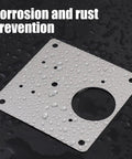 Heavy Duty Stainless Steel Cabinet Hinge Repair Plate Kit With Five Pre Drilled Holes And Matching Screws No Sweat Quick Fix For Busted Wooden Door Hardware On Kitchen Cabinets Today, showing water-resistant surface with droplets.