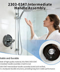 Intermediate Handle Assembly With Extra Ring For Rohl Pressure Balance Trim Shower Faucet Repair Part Dead Nuts Secure Fit For Bathroom Escutcheon Faceplate Plumbing Hardware displayed in a shower setting.