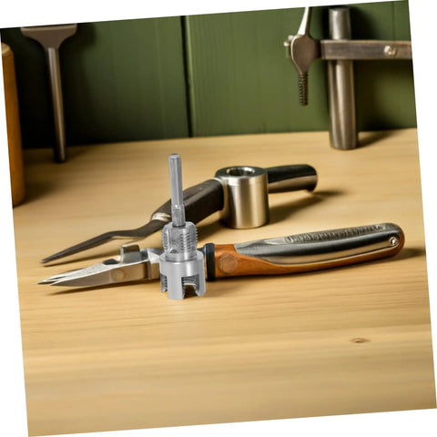 Upgrade Your Plumbing Game With This Awesome Dual-Function Pipe Thread Cutting Tool Kit on a wooden workbench.