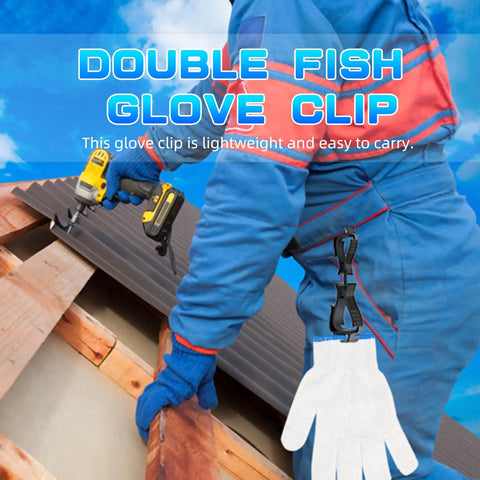 Worker using Durable Glove Clip Holder for Work Gloves, heavy duty clip attached to belt, ergonomic design for construction gear.